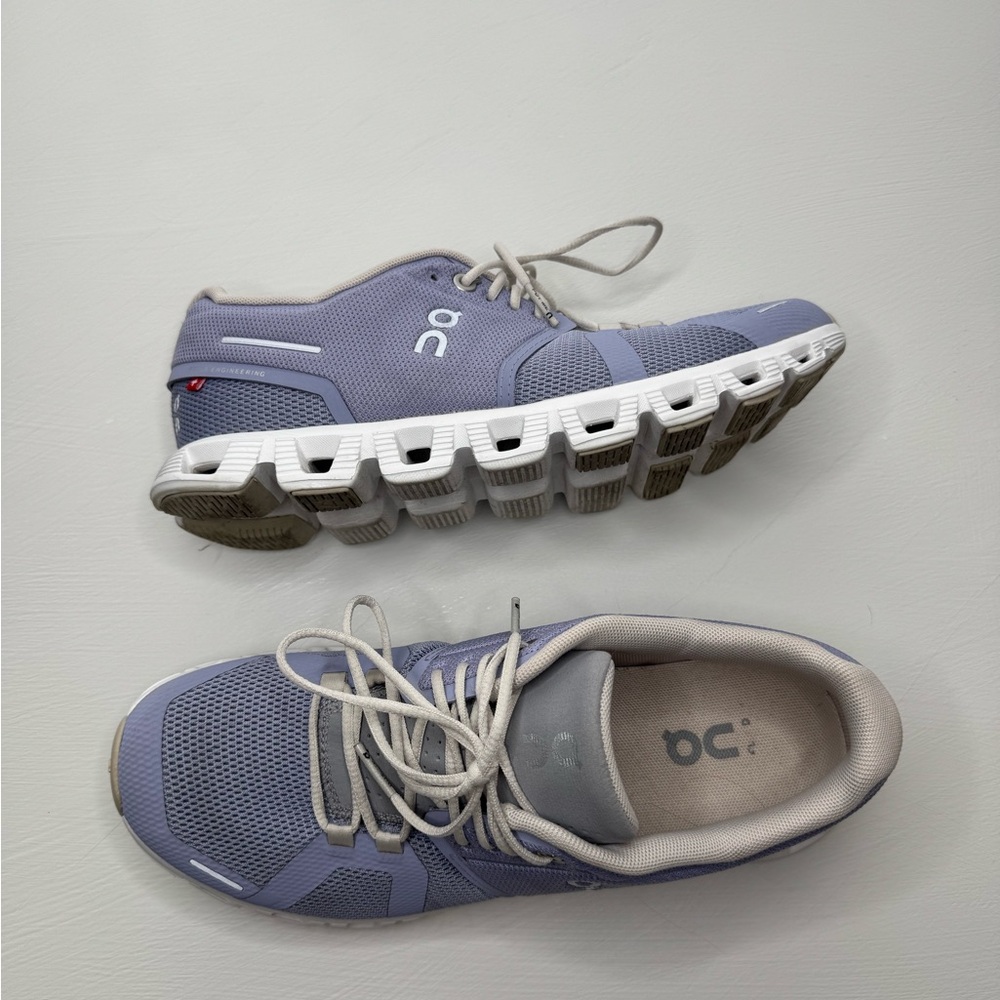 On Cloud Women's Athletic Shoes in Purple and White - Picture 6 of 7